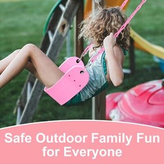 Pink Playground Swing Seat, Heavy Duty Chain Plastic Coated, Birthday Gift Set