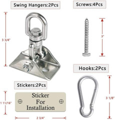 2 Pack of Heavy Duty Swing Hangers 2000 LB Capacity with 360 Swivel Stainless S