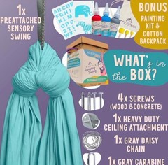Moonkee Sensory Swing Kit- Blue with Carabiner & Paint Kit