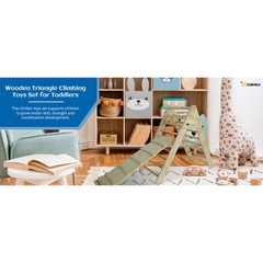 Fionafurn Pikler Triangle Ladder Foldable 2-in-1 Ramp Slide Natural Wood