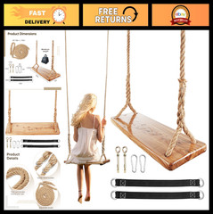 Heavy-Duty Wooden Tree Swing – 500lbs Capacity, Adjustable Height, Waterproof Se