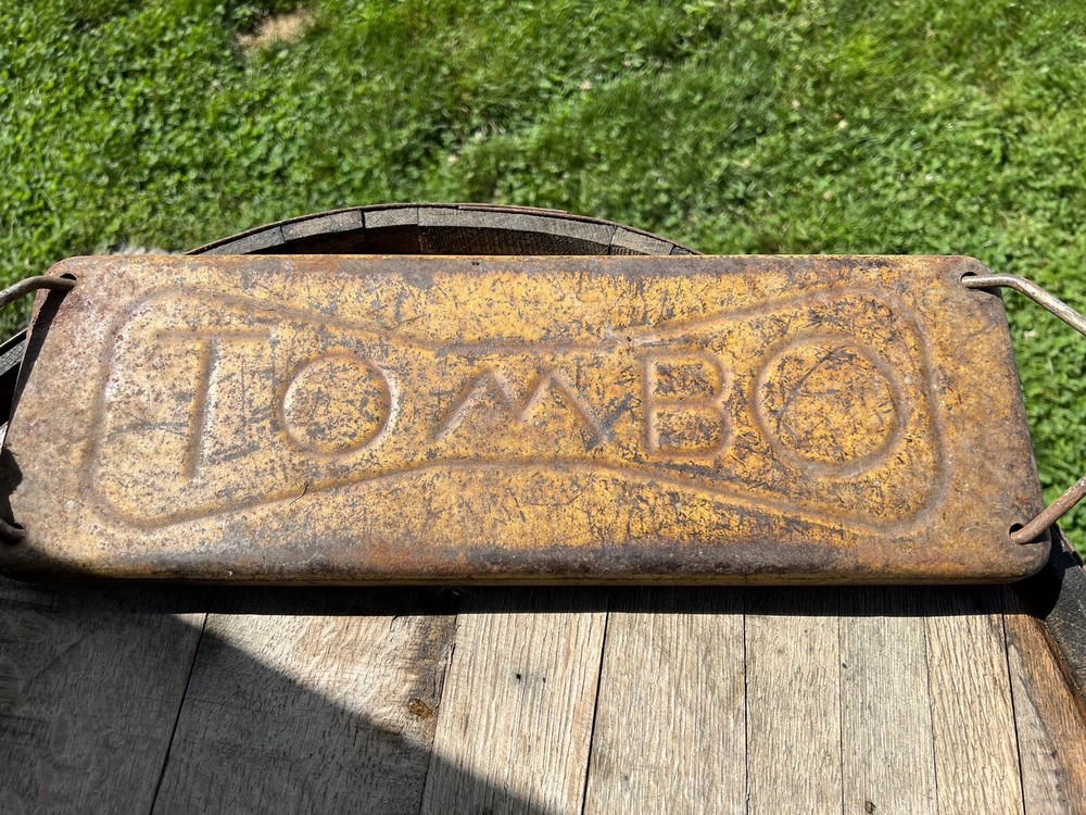 Vintage Tombo Yellow Rusty Metal Child Playground Swing Set Seat-Original Paint