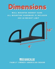 Kids Monkey Bars Barcaloo 4ft Wall Mount Climbing