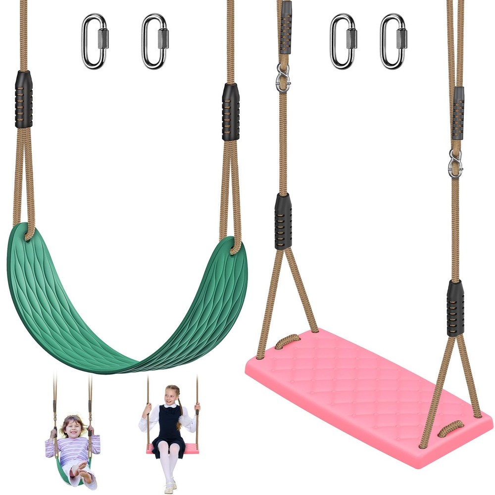 SELEWARE Heavy Duty Swing Seats for Kids & Adults, Non‑Slip Flat Plastic & U‑…