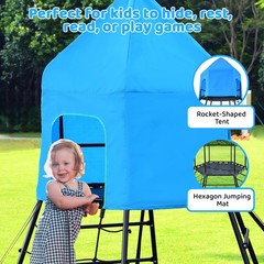 Jungle Gym with Platform and Tent, Metal Outdoor Playset Ages 3-12 Durable Large