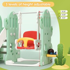 7 In 1 Toddler Slide and Swing Set, Freestanding Kids Slide Playset With Ladder