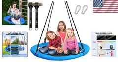 700lb Capacity Outdoor Saucer Swing w/ Straps – Blue