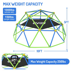 10 FT Dome Climber Jungle Gym for Kids – Outdoor Rust-Resistant Play Equipment,