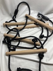 Rope Ladder – Kids Climbing Obstacle Wooden Swing Rope Ladder with 2 Hooks READ