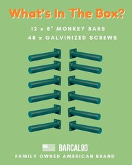 Outdoor Monkey Bars for – Set of 12, 8 Inch Single Sided Green Metal Monkey B…
