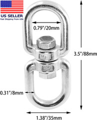 Heavy Duty M8 304 Stainless Steel Swing Swivel, 360 Degree Rotational Device Han