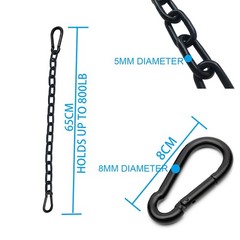 2Pcs Black Heavy Duty Hanging Chains with 4 Carabiners, Chair Hardware for In…