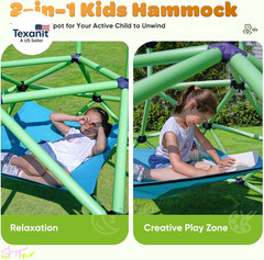 Monkey Bars Climbing Dome with Hammock – Sturdy & Portable Jungle Gym with Hammo