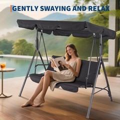 Porch Swing Chair with Adjustable Canopy for Adults 3-Seat Patio Glider Bench