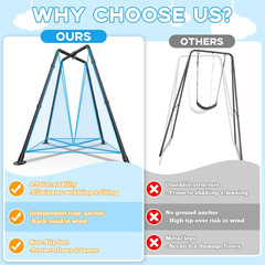 Swing Set with Tent Swing, Hanging Tree Tent W/Swing Frame, X-Shaped Swing Stand