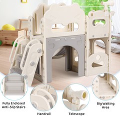 Kids Slide Toddler Slide Climber Playset W/ Basketball Outdoor Indoor Playground