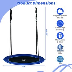 40″ Saucer Tree Swing 660 LBS for Kids Adults Outdoor w/LED Lights Blue