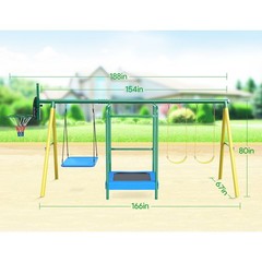 Easoger SW04 Metal Swing Sets for Backyard, Ymiko Heavy-Duty Outside Kids Toys