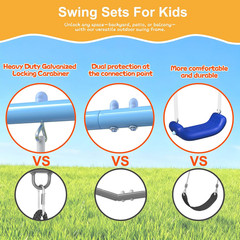 Heavy Duty Swing Set for Kids Ages 3-8 – 600 Lbs Capacity Outdoor Metal A-Frame