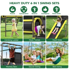 660lbs Metal Swing Set for Kids for Outdoor Backyard Playground Set with Slide