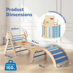 8-In-1 Wooden Climbing Set for Toddlers with Cushion, Foldable Montessori Indoor