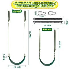 2 Pack Heavy Duty Swing Seats with 79″ Adjustable Rope, 330 lbs Capacity Swin…