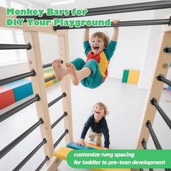 6 Pack Steel Monkey Bars for Kids, 21.5 Inch Backyard Climbing Play Set Acces…