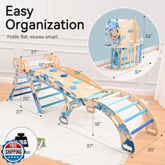 wingyz 8-in-1 Pikler Triangle Set-Wooden Baby Climbing Toys with Cushion,Arch