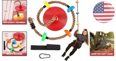 Red Outdoor Kids Tree Swing with Heavy-Duty Rope & Safety Carabiner – Fun Play