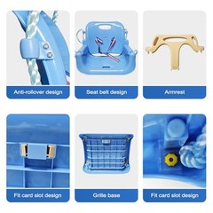Toddler Swing, 3-in-1 Baby Swing Seat, Anti-Flip Snug & Secure Macaron Blue