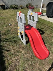 2-Step Children Play Castle Slide Basketball Hoop Telescope Toy Indoor Outdoor