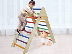 Wooden Foldable Climbing Triangle Ladder Montessori Play Gym for Toddlers