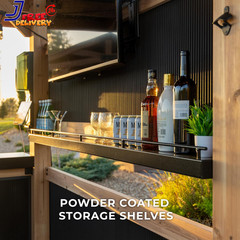 Palisade 9′ X 6′ Cedar Wood Outdoor Bar Set with Galvanized Steel Roof Bar Top