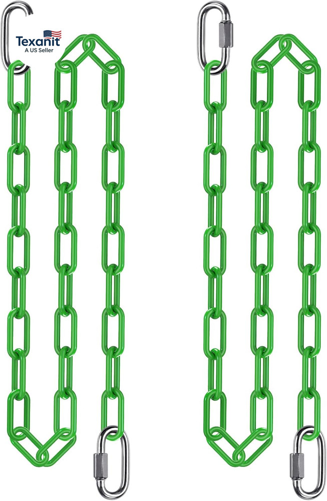2Pcs 80″ Coated Swing Chain with Carabiners 1000 Lbs Capacity Heavy Duty Hanging