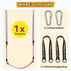 HeyZoo Heavy Duty Kids Swing Seat – 330lbs, 79″ Adj. Rope, Hooks & Straps
