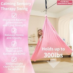Sensory Swing for Kids Indoor & Outdoor Double Layer Therapy Cuddle Pink