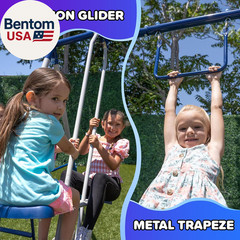 Arcadia Swing Set – Outdoor Heavy-Duty Metal Playset for Kids with Slide