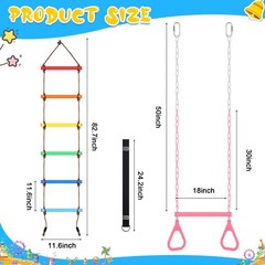 2 Pack Gym Swing Sets 48” Trapeze Swing Bar Monkey Bar Heavy Duty Chain with…