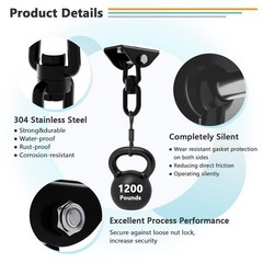 360°Rotating Hammock Hanging Kit, Heavy Duty 1200 lb Capacity Stainless Steel…