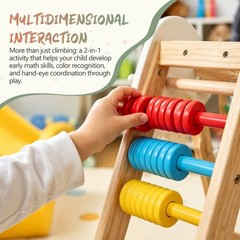 9-in-1 Kids Playground, Foldable Wooden Climbing Frame Slide Swing for Ages 3+