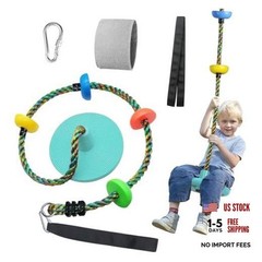 Tree Swing for Kids Backyard Single Disc Rope Seat for Tree Indoor Outdoor Cyan