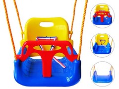 3-in-1 Infant to Teenage Blue Swing Outdoor Patio Garden for Kids Aged 6M+
