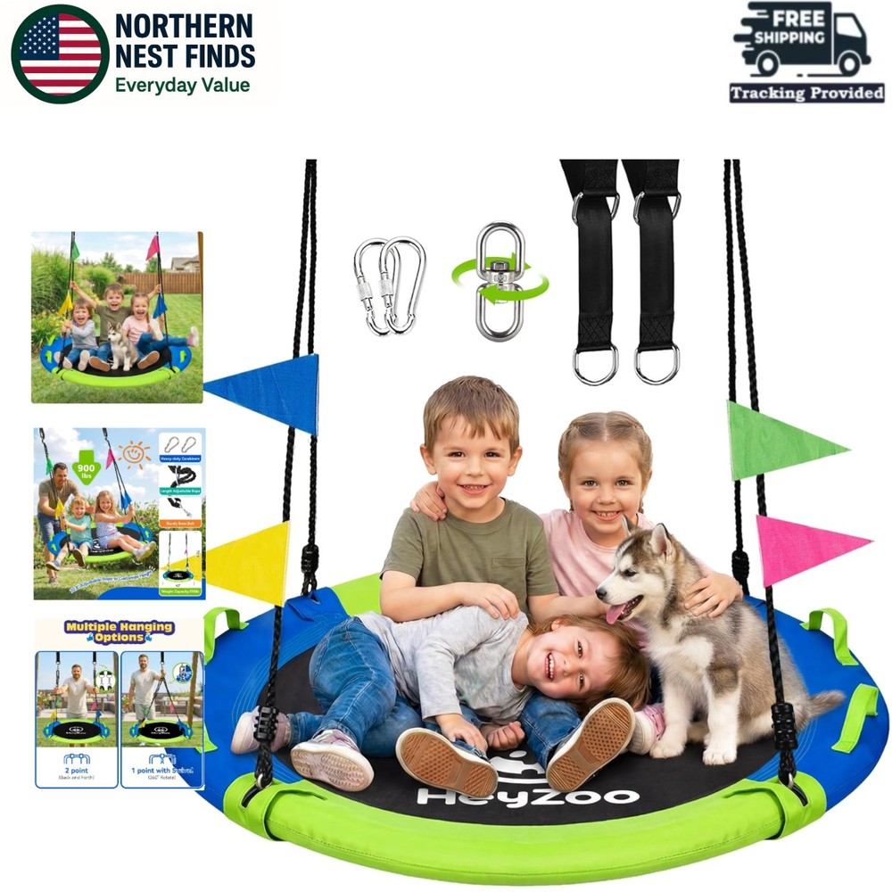43-Inch Saucer Swing for Kids & Adults – Vibrant Multi-Color Design
