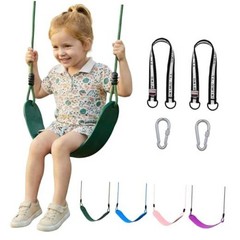 Heavy Duty Kids Swing Seat with 79″ Adjustable Rope, 330 lbs Green, 1 Pack
