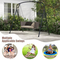 71 In. Metal Patio Swing Stand with 2-Ring Design and Double Side Bars