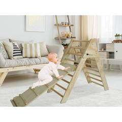 Fionafurn Pikler Triangle Ladder Foldable 2-in-1 Ramp Slide Natural Wood