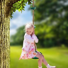 Tree Swing for Kids,Climbing Rope with Platforms,Disc Swing Seat Set Green