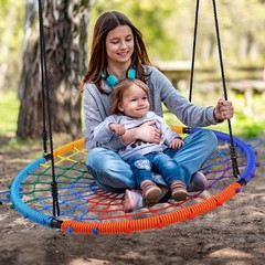 45″ 750lbs Spider Web Tree Swing for Kids & Adults, Outdoor Steel Frame Sauce…
