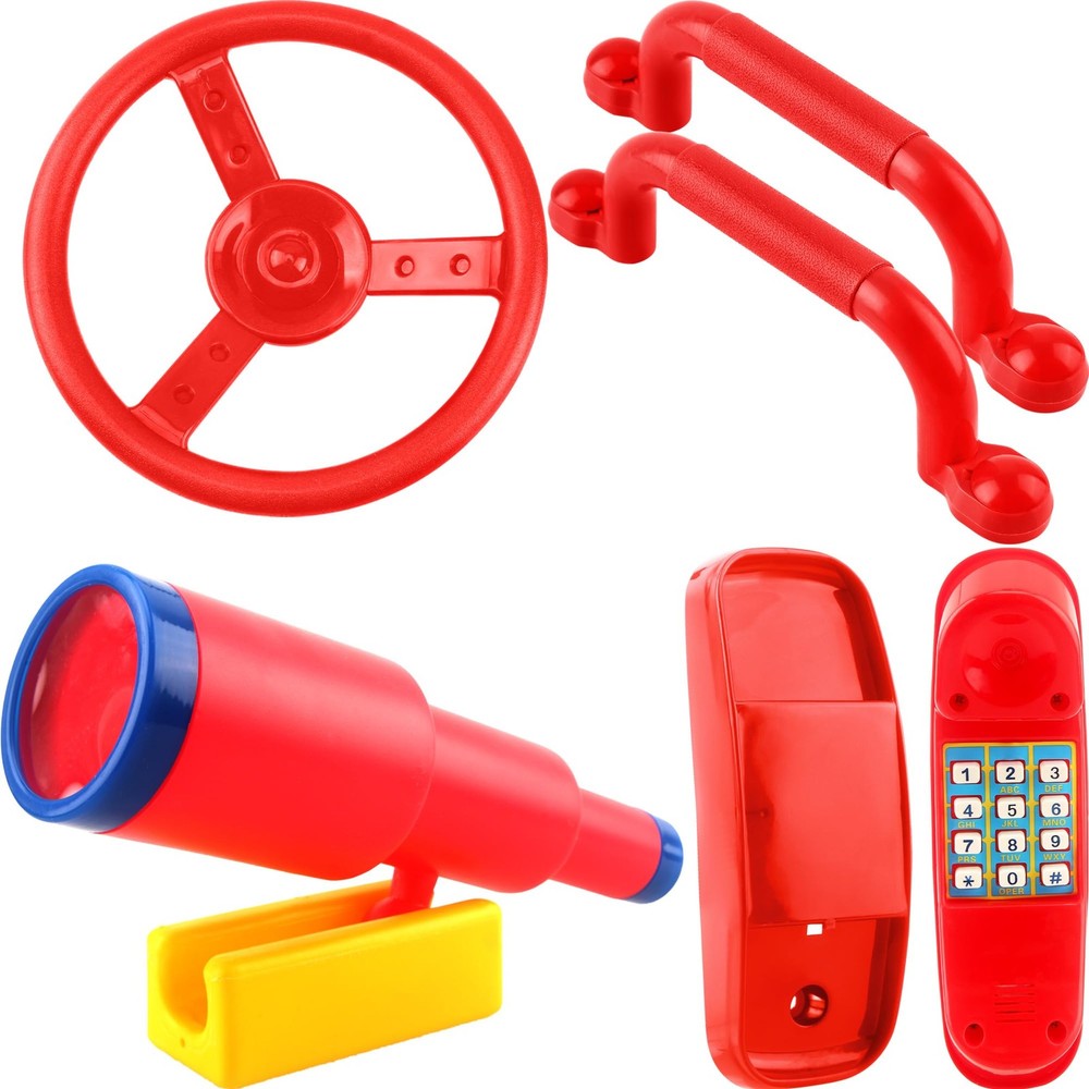 5 Pack Kids Playground Accessories Set Swingset Steering Wheel Plastic Telesc…