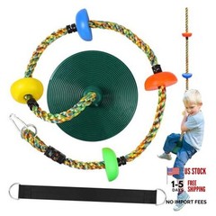 Tree Swing for Kids,Heavy Duty Single Disc Seat Climbing Rope Set Green Swing